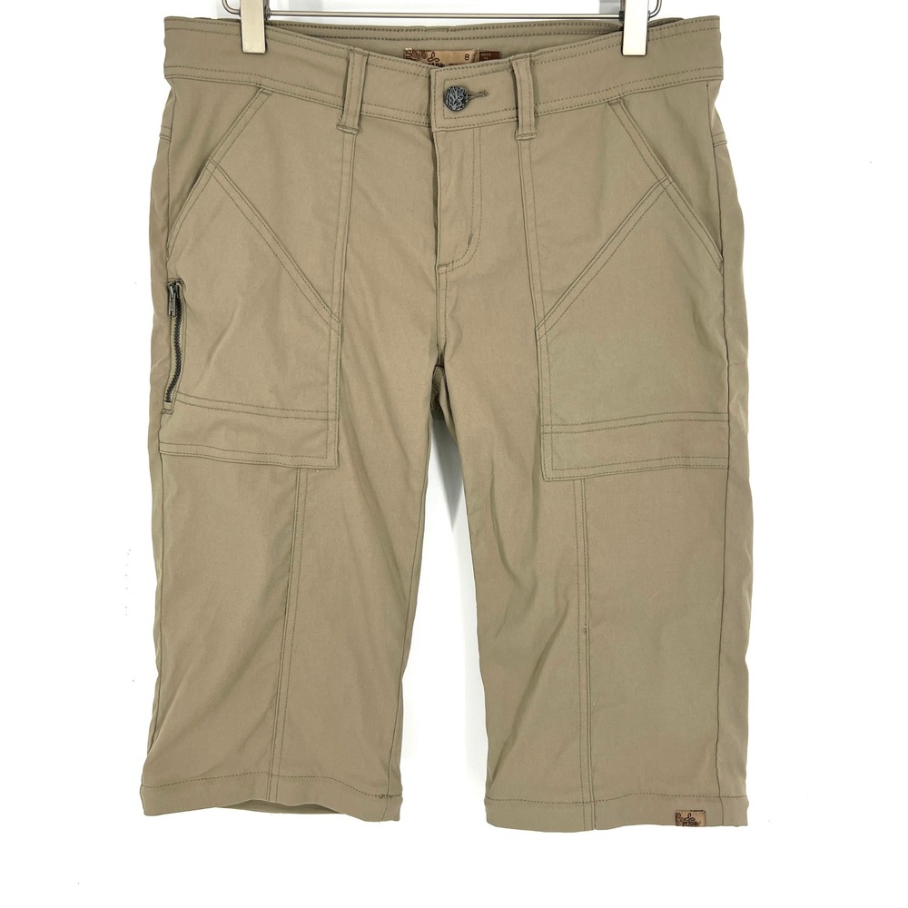 Prana Halle Knickers Womens 8 Khaki Tan Hiking Climbing Shorts Capri W4MORG115